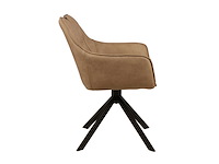 Colenis - lucas eetkamerstoel - set van 6 - stoelen - beige - microfiber bekleding - gestoffeerde zitting - metalen poten - eetkamerstoelen - afbeelding 3 van  5