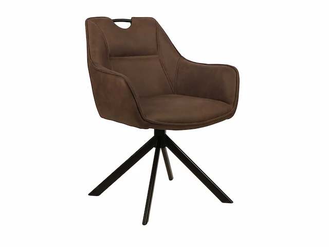 Colenis - lucas eetkamerstoel - set van 6 - stoelen - bruin - microfiber bekleding - gestoffeerde zitting - metalen poten - afbeelding 1 van  5