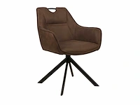 Colenis - lucas eetkamerstoel - set van 6 - stoelen - bruin - microfiber bekleding - gestoffeerde zitting - metalen poten - afbeelding 1 van  5