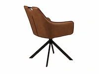 Colenis - lucas eetkamerstoel - set van 6 - stoelen - cognac - microfiber bekleding - gestoffeerde zitting - metalen poten - afbeelding 4 van  5