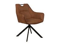 Colenis - lucas eetkamerstoel - set van 6 - stoelen - cognac - microfiber bekleding - gestoffeerde zitting - metalen poten - afbeelding 1 van  5