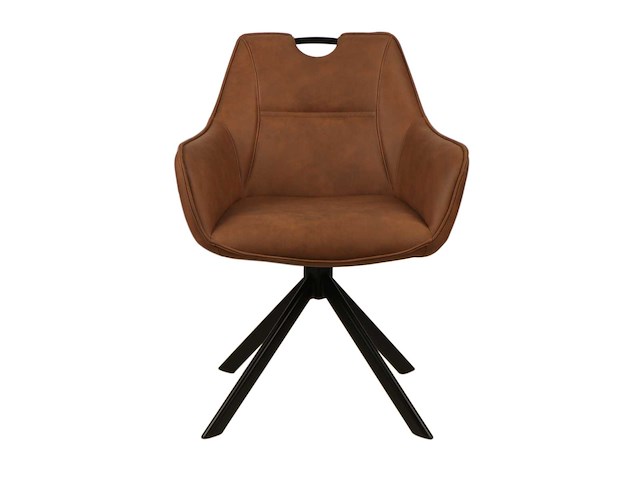 Colenis - lucas eetkamerstoel - set van 6 - stoelen - cognac - microfiber bekleding - gestoffeerde zitting - metalen poten - afbeelding 2 van  5