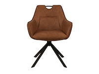 Colenis - lucas eetkamerstoel - set van 6 - stoelen - cognac - microfiber bekleding - gestoffeerde zitting - metalen poten - afbeelding 2 van  5