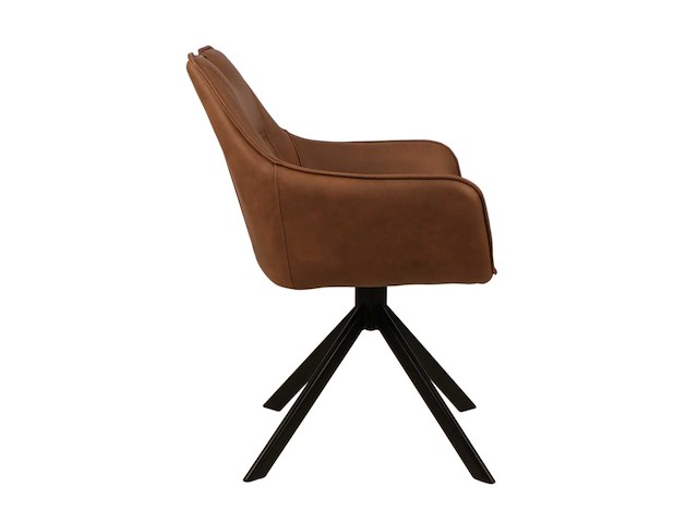 Colenis - lucas eetkamerstoel - set van 6 - stoelen - cognac - microfiber bekleding - gestoffeerde zitting - metalen poten - afbeelding 3 van  5