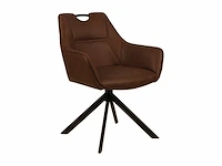 Colenis - lucas eetkamerstoel - set van 6 - stoelen - whisky bruin - microfiber bekleding - gestoffeerde zitting - metalen poten - afbeelding 1 van  4