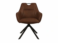 Colenis - lucas eetkamerstoel - set van 6 - stoelen - whisky bruin - microfiber bekleding - gestoffeerde zitting - metalen poten - afbeelding 2 van  4