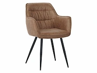 Colenis - manila eetkamerstoel - set van 4 - cognac - microfiber stof- industrieel - met armleuning - afbeelding 1 van  4