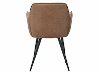 Colenis - manila eetkamerstoel - set van 4 - cognac - microfiber stof- industrieel - met armleuning - afbeelding 3 van  4