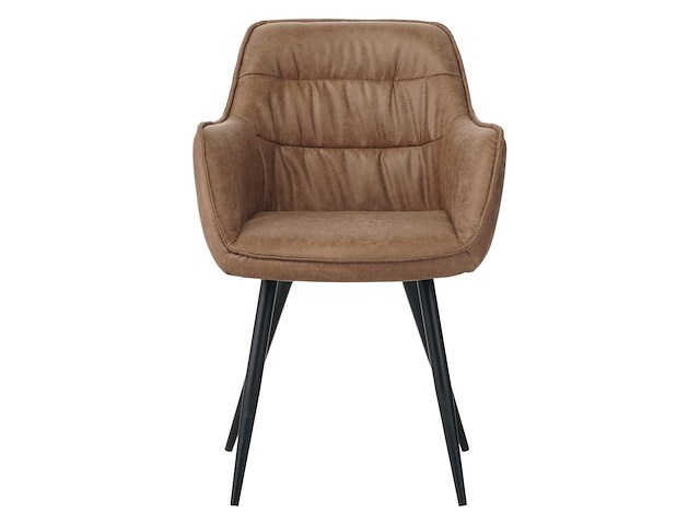Colenis - manila eetkamerstoel - set van 4 - cognac - microfiber stof- industrieel - met armleuning - afbeelding 2 van  4