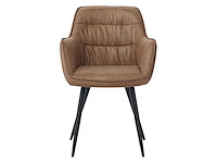 Colenis - manila eetkamerstoel - set van 4 - cognac - microfiber stof- industrieel - met armleuning - afbeelding 2 van  4