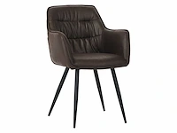Colenis - manila eetkamerstoel - set van 4 - donkerbruin - microfiber stof- industrieel - met armleuning - afbeelding 1 van  3