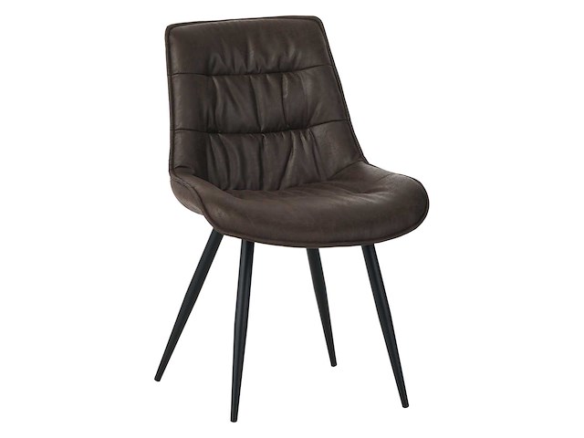 Colenis - manila eetkamerstoel - set van 4 - donkerbruin - microfiber stof- zonder armleuning - afbeelding 1 van  4