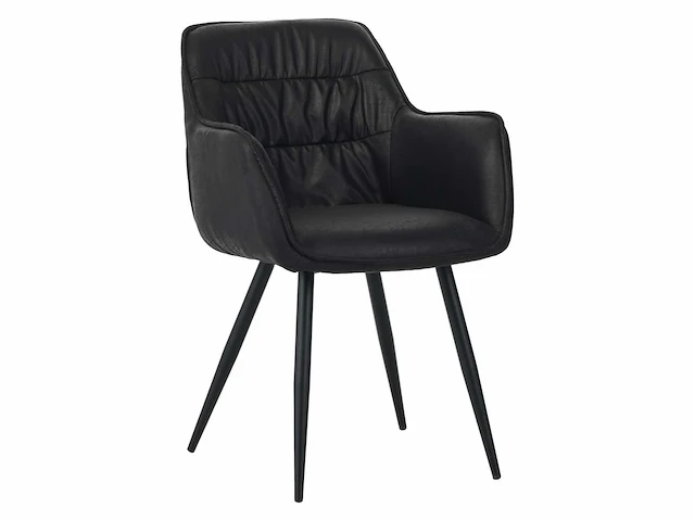 Colenis - manila eetkamerstoel - set van 4 - zwart - microfiber stof- industrieel - met armleuning - afbeelding 1 van  5