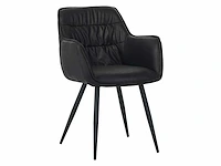 Colenis - manila eetkamerstoel - set van 4 - zwart - microfiber stof- industrieel - met armleuning - afbeelding 1 van  5