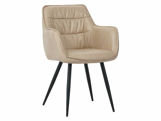 Colenis - manila eetkamerstoel - set van 6 - beige - microfiber stof- industrieel - met armleuning - afbeelding 1 van  4