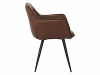 Colenis - manila eetkamerstoel - set van 6 - bruin - microfiber stof- industrieel - met armleuning - afbeelding 3 van  5