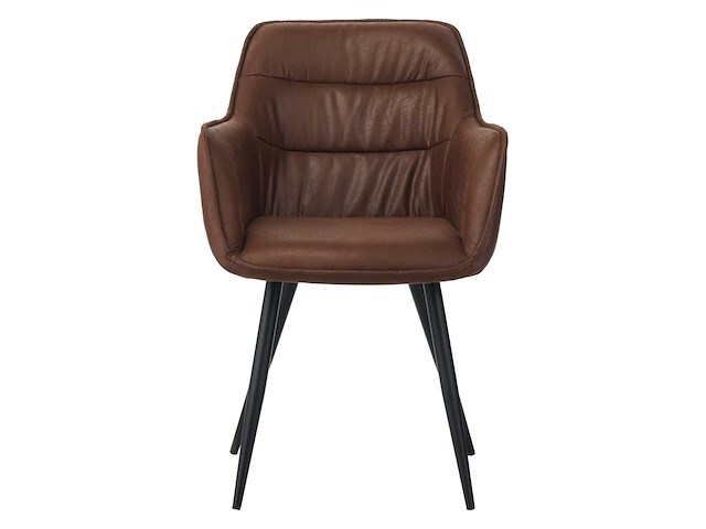 Colenis - manila eetkamerstoel - set van 6 - bruin - microfiber stof- industrieel - met armleuning - afbeelding 2 van  5