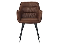 Colenis - manila eetkamerstoel - set van 6 - bruin - microfiber stof- industrieel - met armleuning - afbeelding 2 van  5