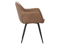 Colenis - manila eetkamerstoel - set van 6 - cognac - microfiber stof- industrieel - met armleuning - afbeelding 2 van  4