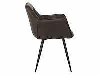 Colenis - manila eetkamerstoel - set van 6 - donkerbruin - microfiber stof- industrieel - met armleuning - afbeelding 2 van  4