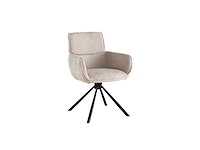 Colenis - marta eetkamerstoel - set van 4 - beige - chenille stof - industrieel - metalen poten - stoelen - draaibaar - 180° - afbeelding 1 van  5