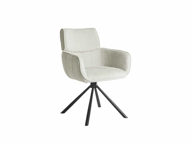 Colenis - marta eetkamerstoel - set van 4 - licht beige - linnen stof - industrieel - metalen poten - stoelen - draaibaar - 180° - afbeelding 1 van  5