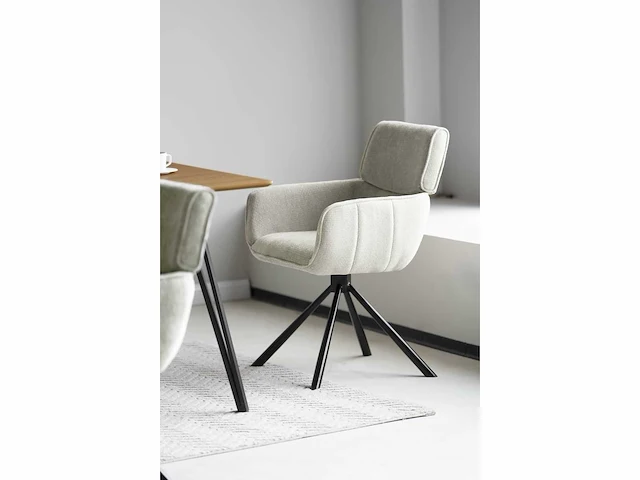 Colenis - marta eetkamerstoel - set van 4 - licht beige - linnen stof - industrieel - metalen poten - stoelen - draaibaar - 180° - afbeelding 5 van  5