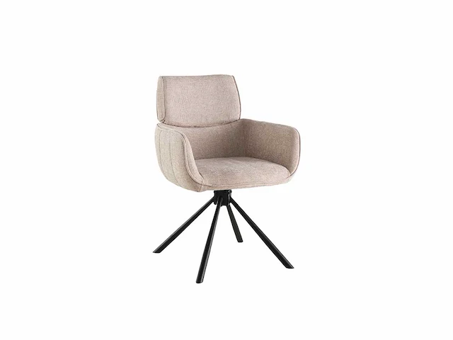 Colenis - marta eetkamerstoel - set van 4 - taupe - linnen stof - industrieel - metalen poten - stoelen - draaibaar - 180° - afbeelding 1 van  5