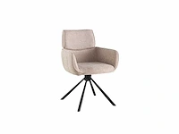 Colenis - marta eetkamerstoel - set van 4 - taupe - linnen stof - industrieel - metalen poten - stoelen - draaibaar - 180° - afbeelding 1 van  5