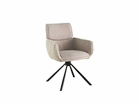 Colenis - marta eetkamerstoel - set van 6 - beige - bouclé stof - industrieel - metalen poten - stoelen - draaibaar - 180° - afbeelding 1 van  6