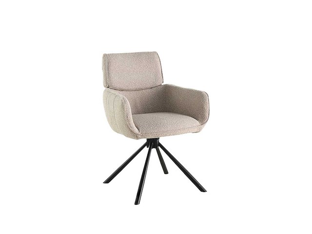 Colenis - marta eetkamerstoel - set van 6 - beige - bouclé stof - industrieel - metalen poten - stoelen - draaibaar - 180° - afbeelding 1 van  6