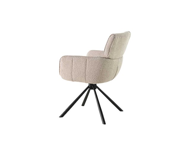 Colenis - marta eetkamerstoel - set van 6 - beige - bouclé stof - industrieel - metalen poten - stoelen - draaibaar - 180° - afbeelding 4 van  6