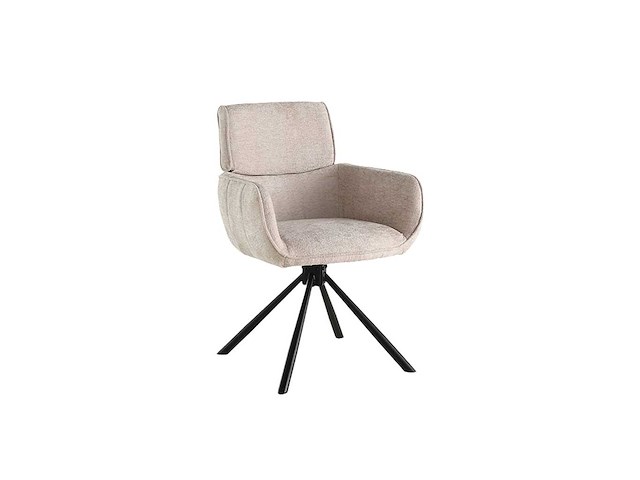 Colenis - marta eetkamerstoel - set van 6 - beige - chenille stof - industrieel - metalen poten - stoelen - draaibaar - 180° - afbeelding 1 van  6