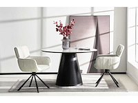 Colenis - marta eetkamerstoel - set van 6 - licht beige - linnen stof - industrieel - metalen poten - stoelen - draaibaar - 180° - afbeelding 5 van  6