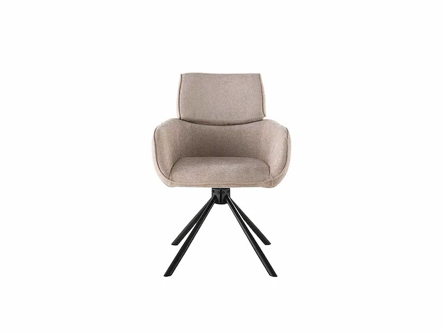 Colenis - marta eetkamerstoel - set van 6 - taupe - linnen stof - industrieel - metalen poten - stoelen - draaibaar - 180° - afbeelding 2 van  5