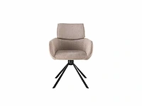 Colenis - marta eetkamerstoel - set van 6 - taupe - linnen stof - industrieel - metalen poten - stoelen - draaibaar - 180° - afbeelding 2 van  5