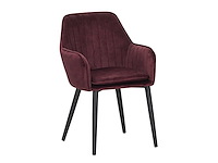 Colenis - melly eetkamerstoel - set van 4 - bordeaux - fluweel - velvet - met armleuning - afbeelding 1 van  4