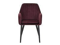 Colenis - melly eetkamerstoel - set van 4 - bordeaux - fluweel - velvet - met armleuning - afbeelding 4 van  4