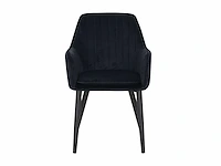 Colenis - melly eetkamerstoel - set van 4 - zwart - fluweel - velvet - met armleuning - afbeelding 2 van  4