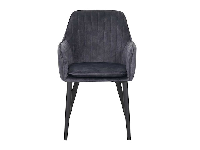 Colenis - melly eetkamerstoel - set van 6 - grijs - fluweel - velvet - met armleuning - afbeelding 3 van  4