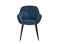Colenis - metropol eetkamerstoel - set van 6 - blauw - linnen stof - industrieel - met armleuning - stoel - afbeelding 2 van  5