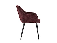 Colenis - metropol eetkamerstoel - set van 6 - bordeaux - linnen stof - industrieel - met armleuning - stoel - afbeelding 4 van  5