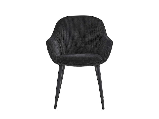 Colenis - metropol eetkamerstoel - set van 6 - zwart - linnen stof - industrieel - met armleuning - afbeelding 3 van  5