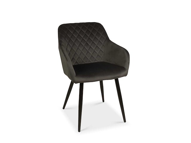 Colenis - new london eetkamerstoel - set van 4 - grijs - fluweel - met armleuning - afbeelding 1 van  3