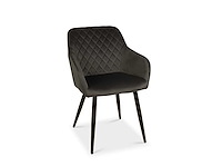 Colenis - new london eetkamerstoel - set van 6 - grijs - fluweel - met armleuning - afbeelding 1 van  2