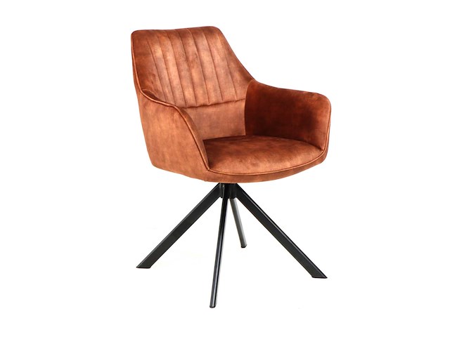 Colenis - noah eetkamerstoel - cognac - adoré velvet - set van 4 - luxe design - comfortabel en stijlvol - metalen poten - afbeelding 1 van  5