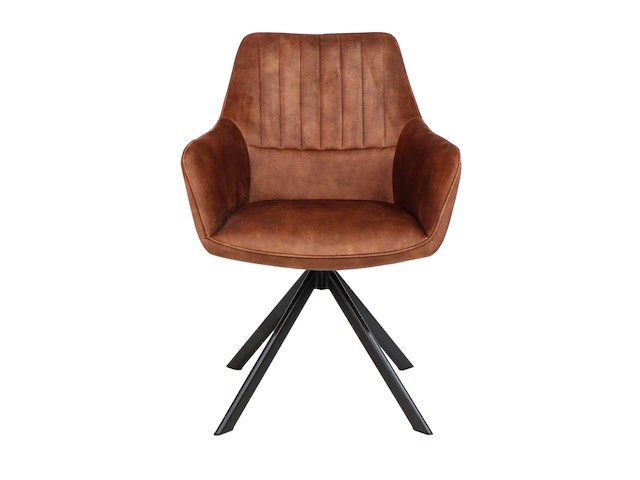 Colenis - noah eetkamerstoel - cognac - adoré velvet - set van 6 - luxe design - comfortabel en stijlvol - metalen poten - afbeelding 2 van  5