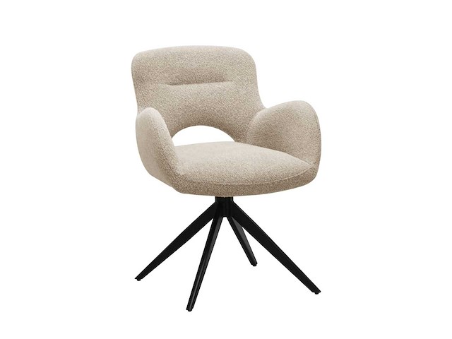 Colenis - olena eetkamerstoelen - set van 4 - beige - bouclé stof - luxe gestoffeerde zitting - industrieel design - metalen poten - stoel - afbeelding 1 van  5