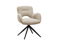 Colenis - olena eetkamerstoelen - set van 4 - beige - chenille stof - luxe gestoffeerde zitting - industrieel design - metalen poten - afbeelding 1 van  5