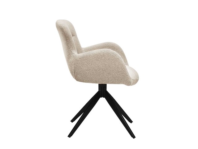 Colenis - olena eetkamerstoelen - set van 4 - beige - chenille stof - luxe gestoffeerde zitting - industrieel design - metalen poten - afbeelding 3 van  5